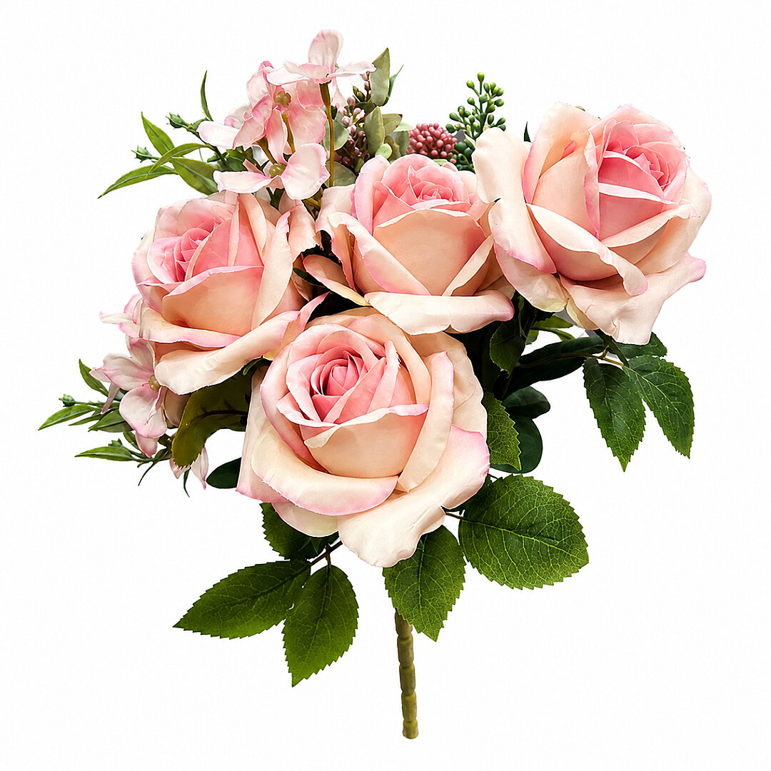 Yapay Lüx Gül Buketi 40 cm Somon Pembe - 1
