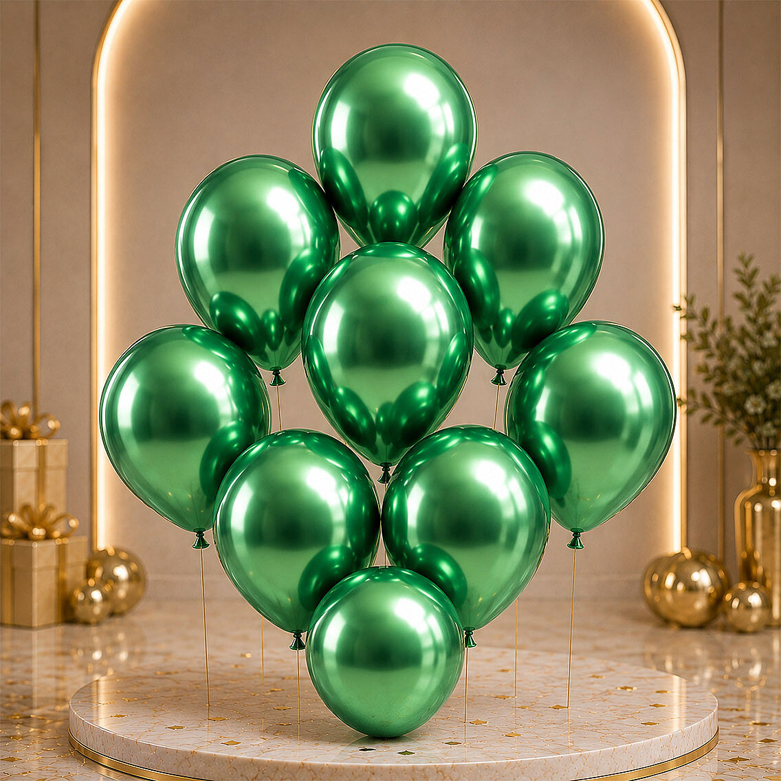 Yeşil Renk Lateks krom Balon (30 cm) - 6 Adet - 2