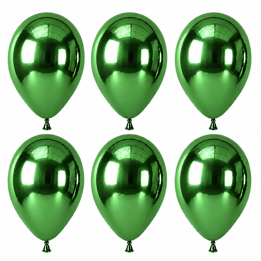Yeşil Renk Lateks krom Balon (30 cm) - 6 Adet - 1