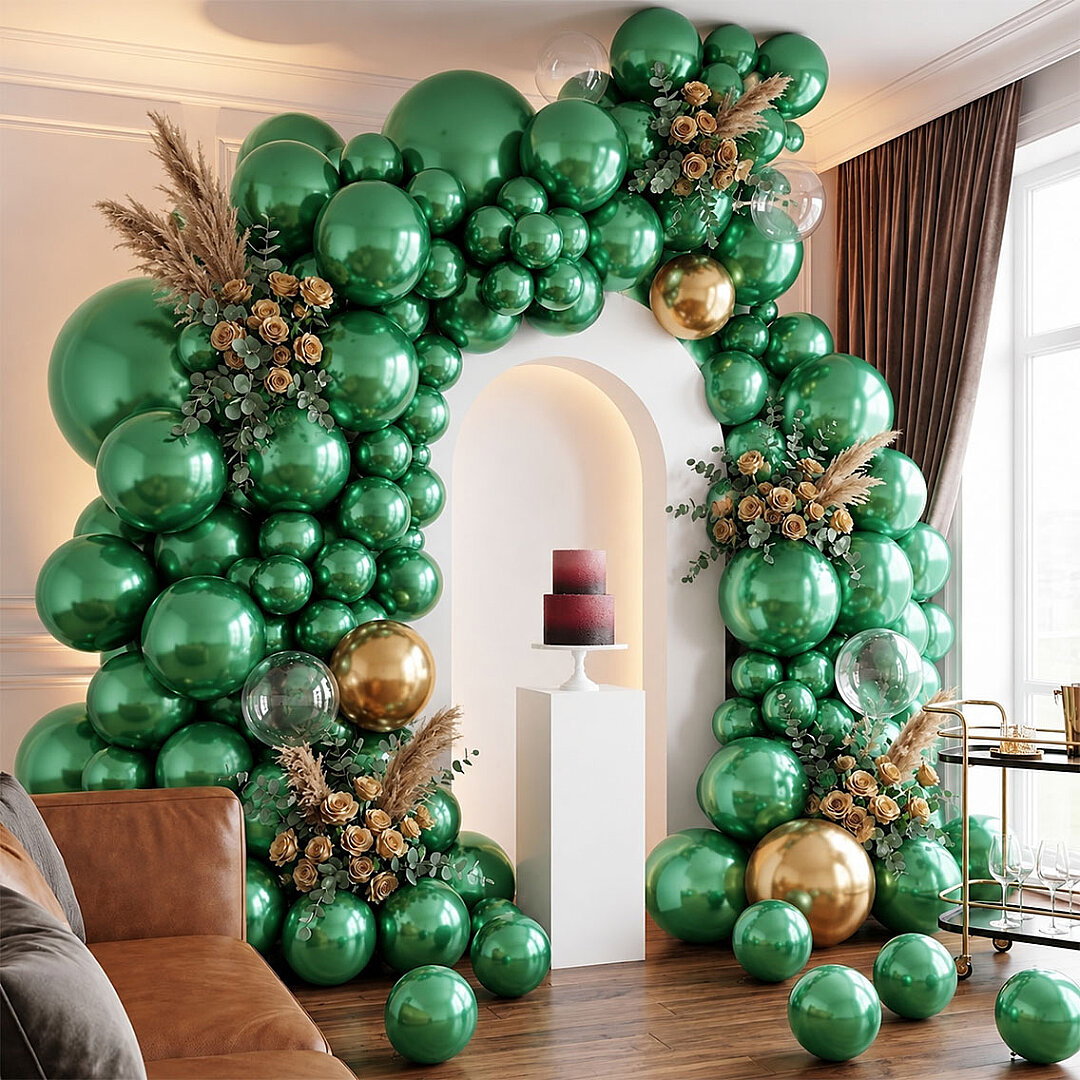 Yeşil Renk Lateks Metalik Balon (30 cm) - 100 Adet - Beysüs