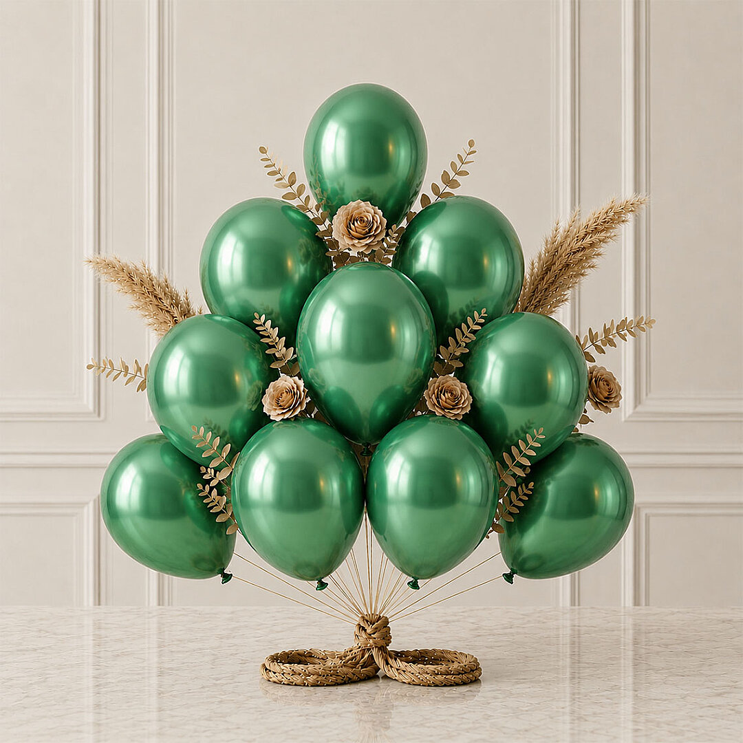 Yeşil Renk Lateks Metalik Balon (30 cm) - 12 Adet - 1