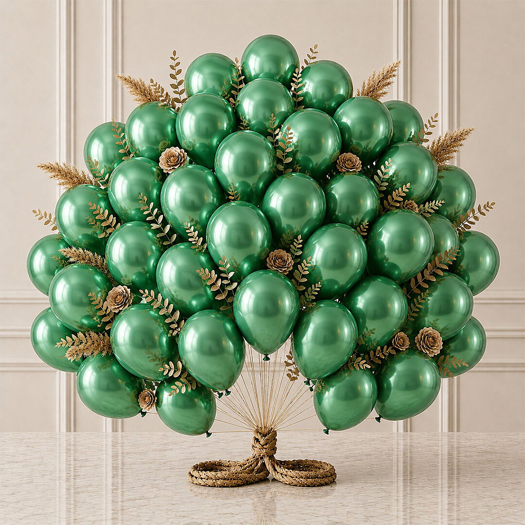 Yeşil Renk Lateks Metalik Balon (30 cm) - 50 Adet - Beysüs