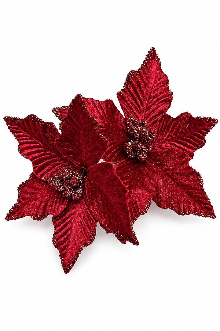Yılbaşı Ağacı Süsü Bordo Ata Çiçek 14 cm 2'li - Beysüs (1)