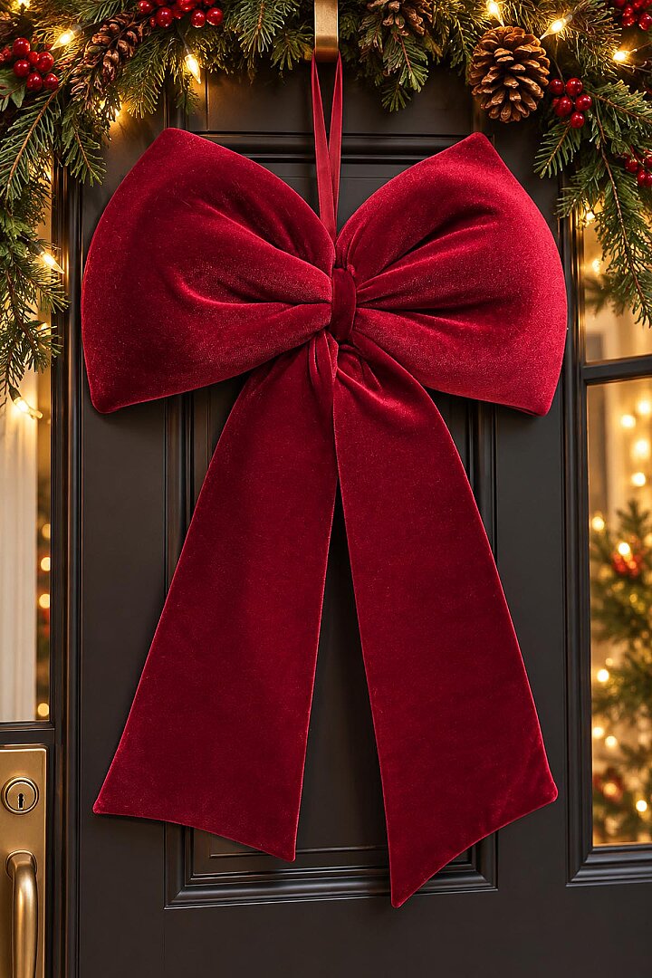 Yılbaşı Ağacı Süsü Bordo Kadife Fiyonk 55 cm - 4