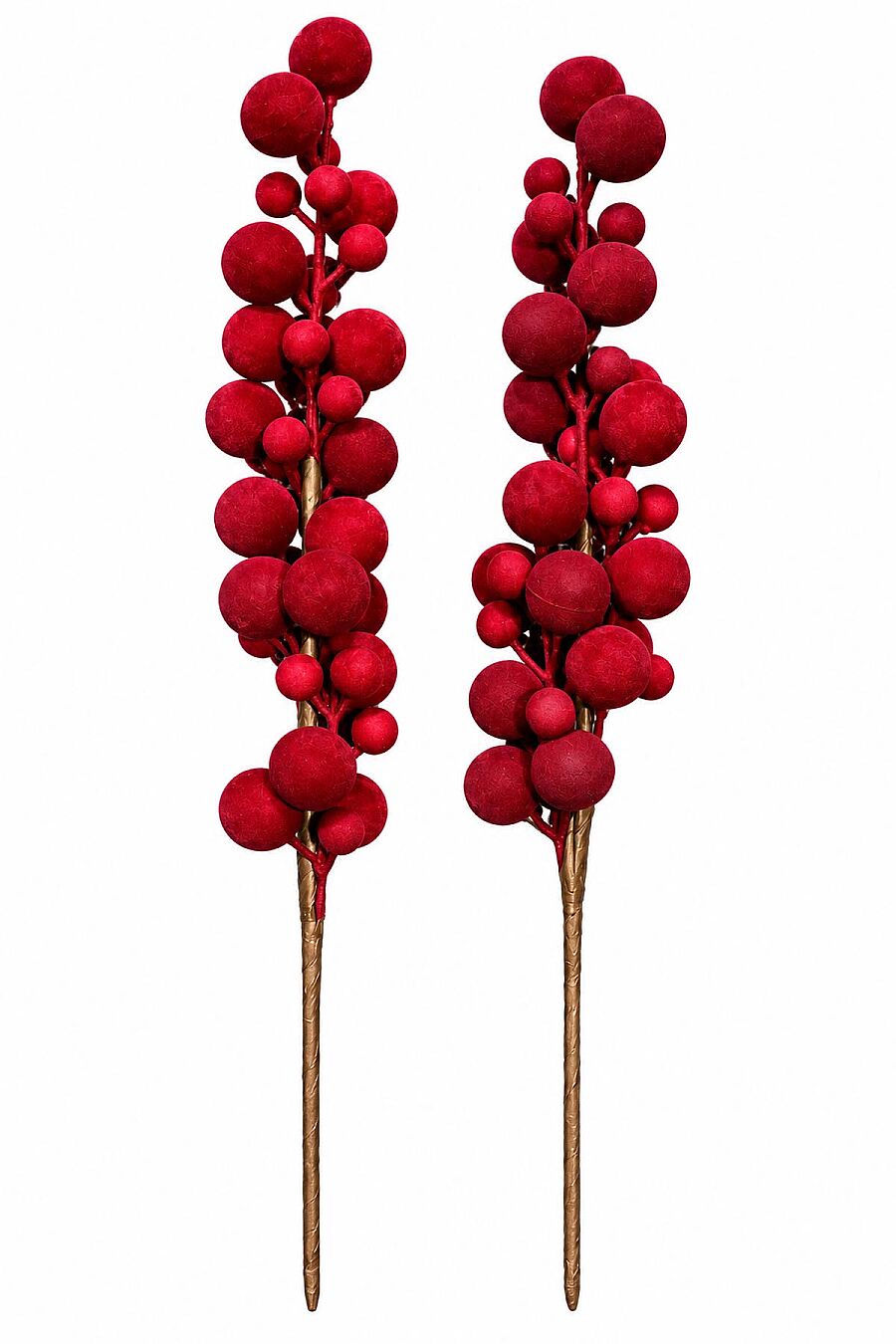 Yılbaşı Ağacı Süsü Bordo Kadife Kokina Dalı 41 cm 2'li - 2