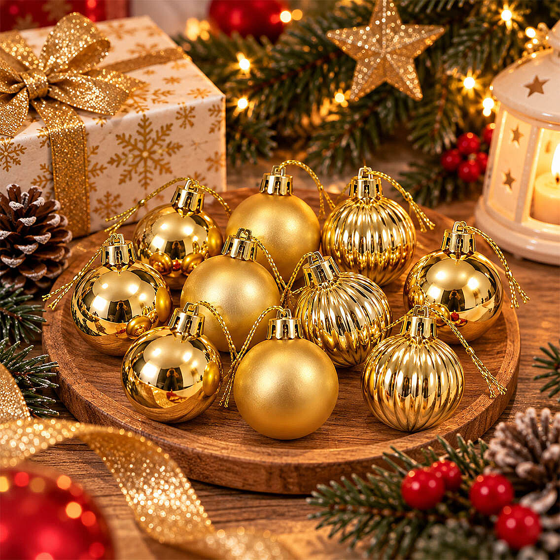 Yılbaşı Ağacı Süsü Gold Cici Top 12'li 3 cm - 5