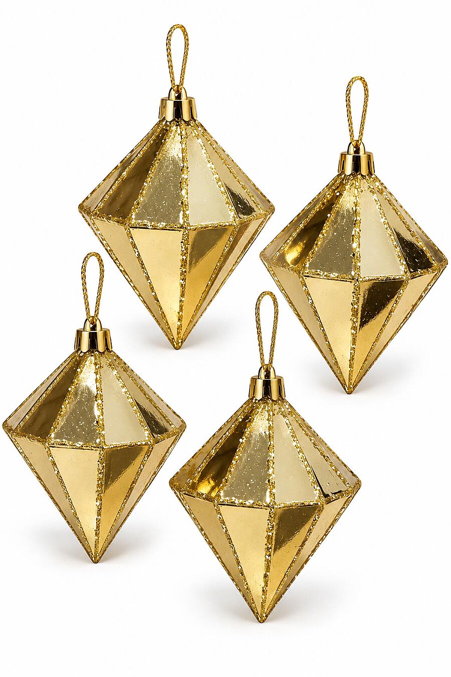 Yılbaşı Ağacı Süsü Gold Elmas 12 cm 4'lü - 2