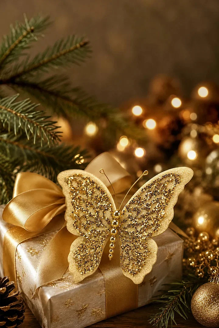 Yılbaşı Ağacı Süsü Gold Kelebek 20 cm - 4