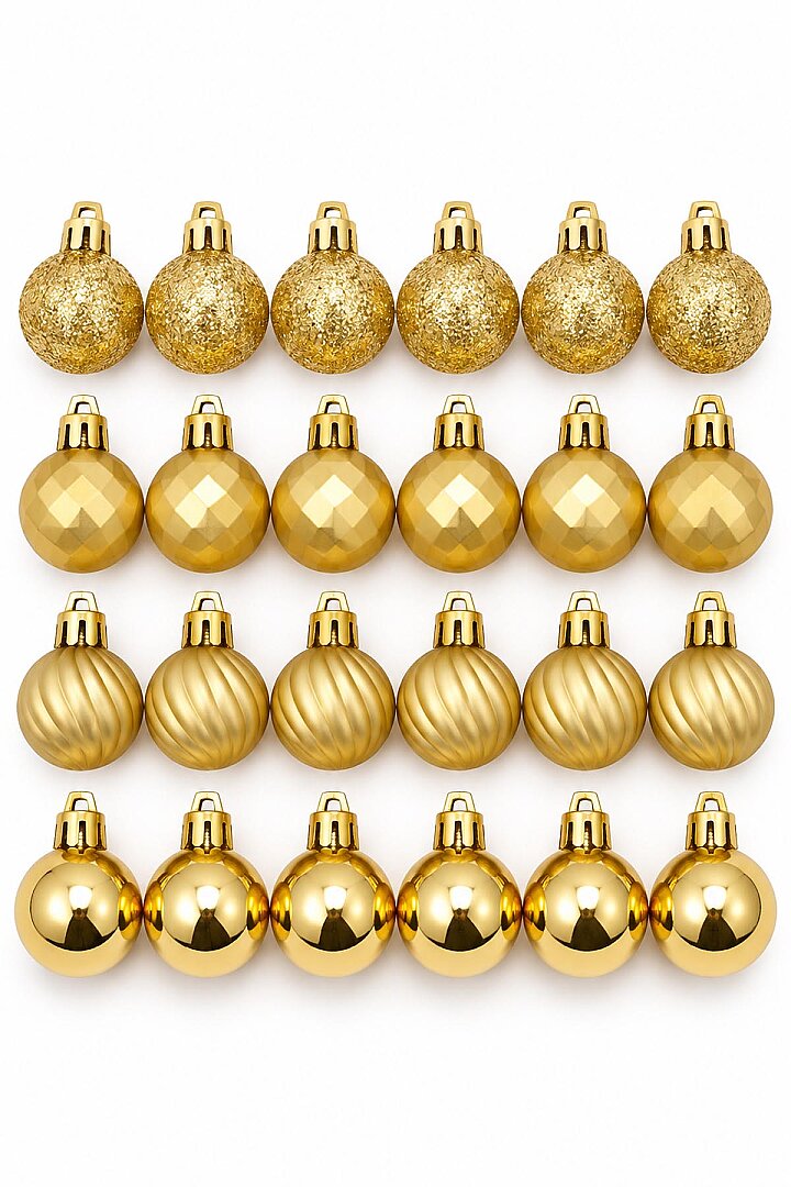Yılbaşı Ağacı Süsü Karışık Desenli Gold Cici Top 3 cm 24'lü - 2