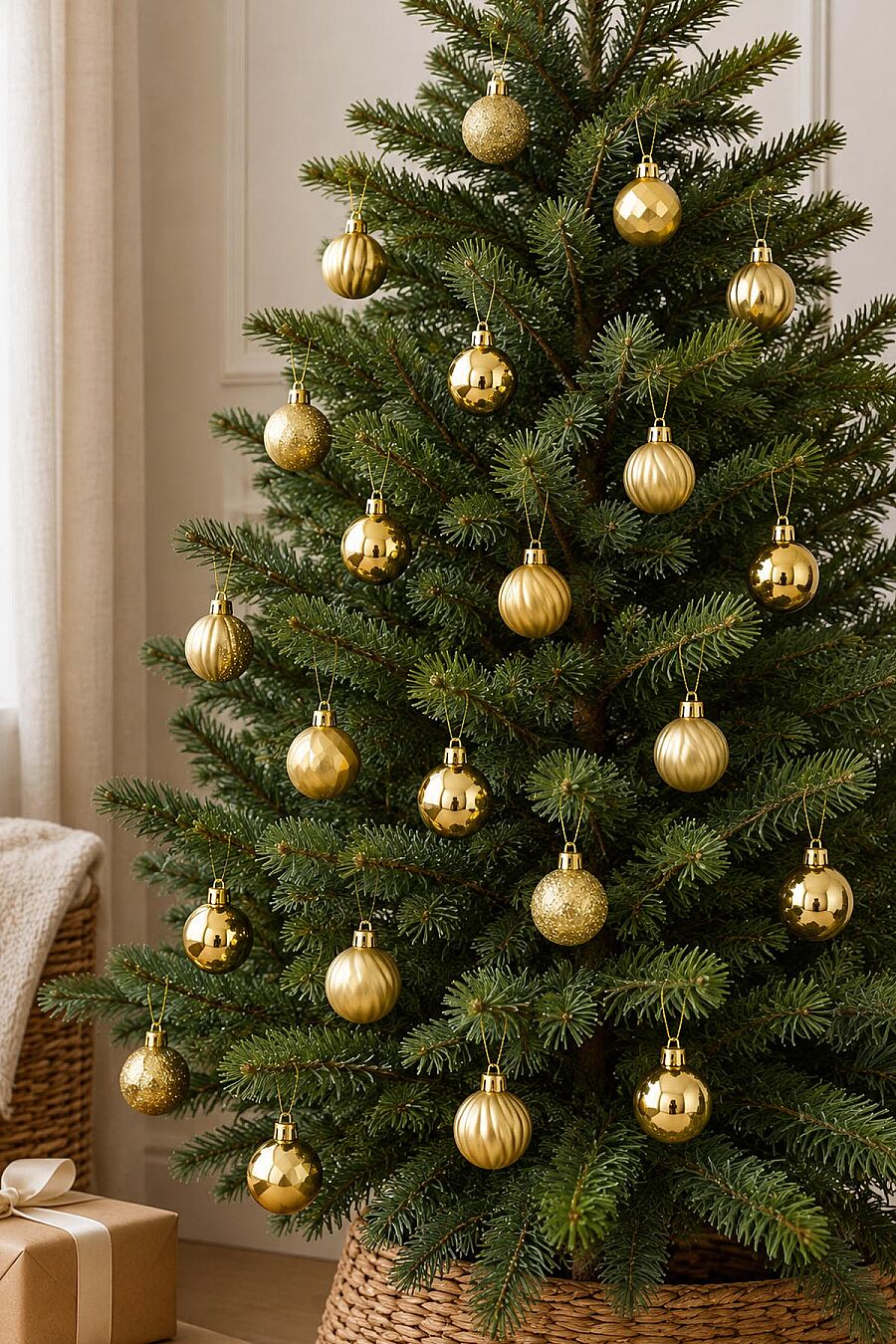 Yılbaşı Ağacı Süsü Karışık Desenli Gold Cici Top 3 cm 24'lü - 3