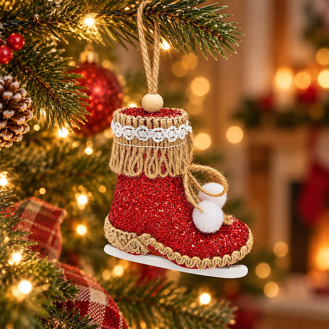 Yılbaşı Ağacı Süsü Kırmızı Paten 12 cm - Beysüs