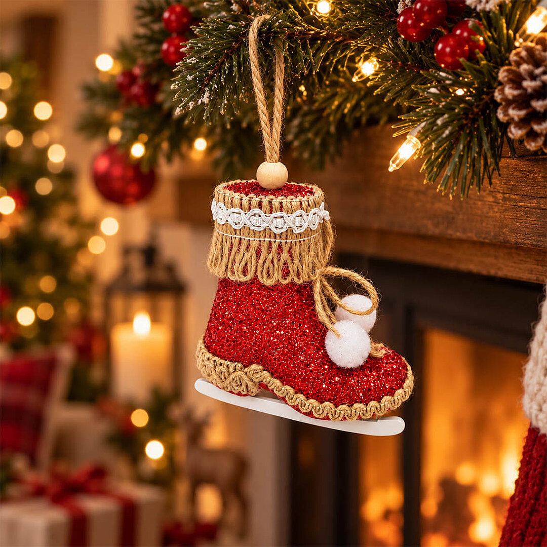 Yılbaşı Ağacı Süsü Kırmızı Paten 12 cm - 3