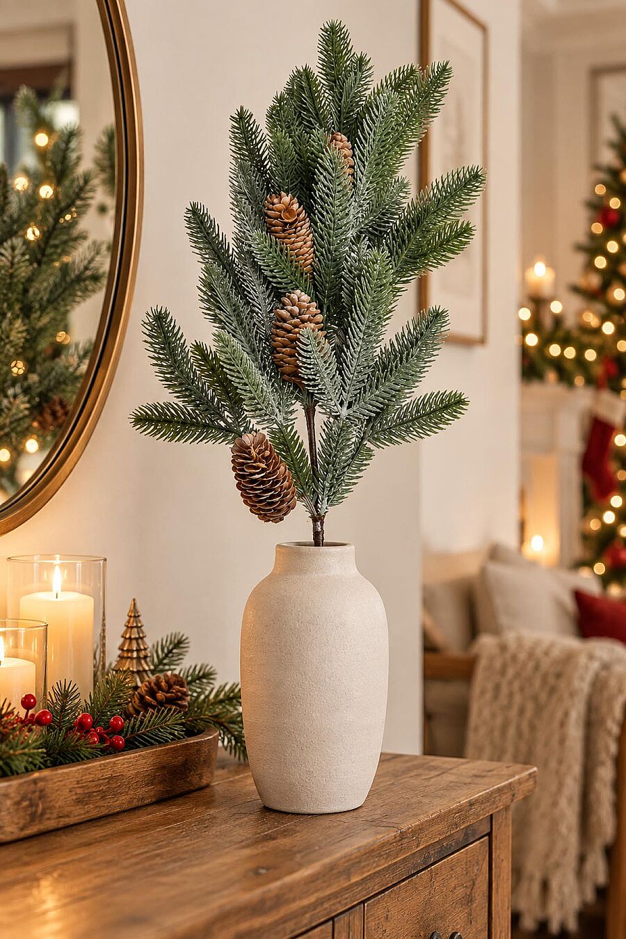 Yılbaşı Ağacı Süsü Kozalaklı Çam Dalı 71 cm - 2