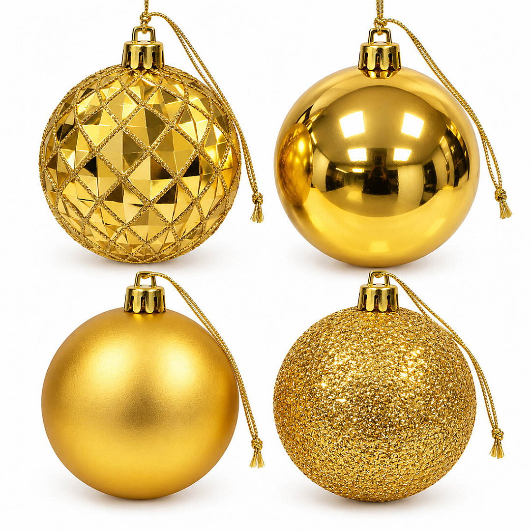 Yılbaşı Ağacı Süsü Lüks Gold Cici Top 4'lü 10 cm - 2