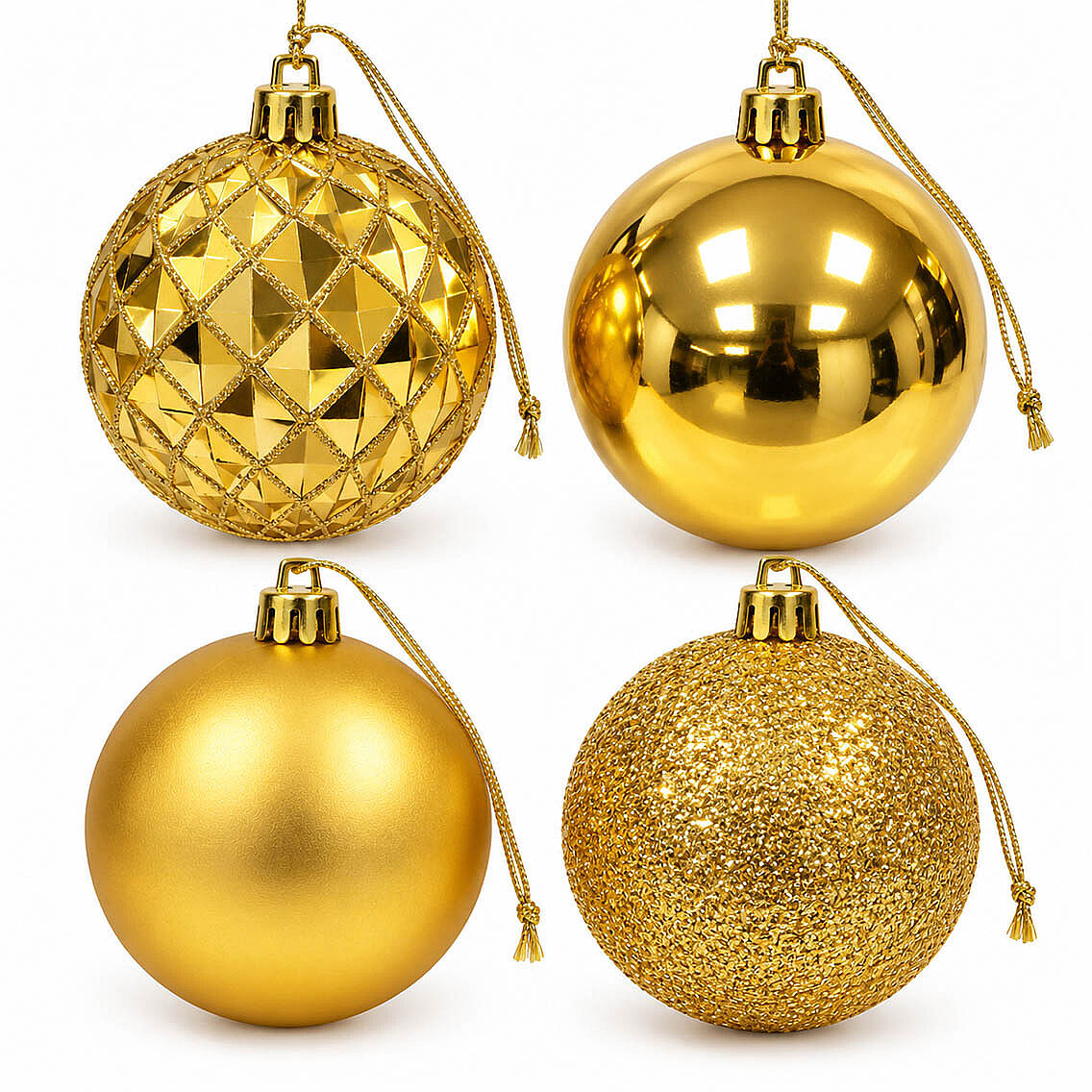 Yılbaşı Ağacı Süsü Lüks Gold Cici Top 4'lü 10 cm - 2