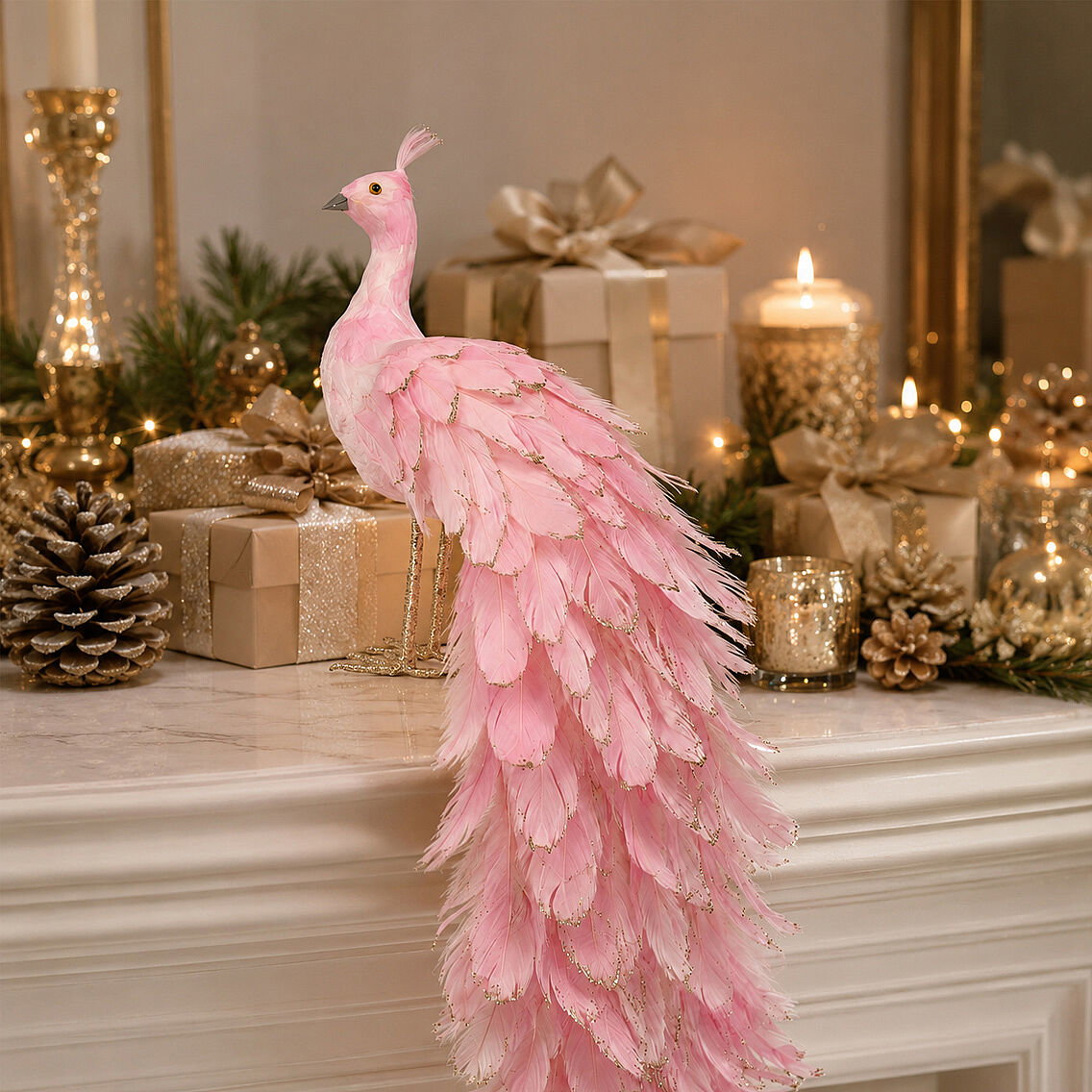 Yılbaşı Dekoru Pembe Tavus Kuşu 150 cm - 3