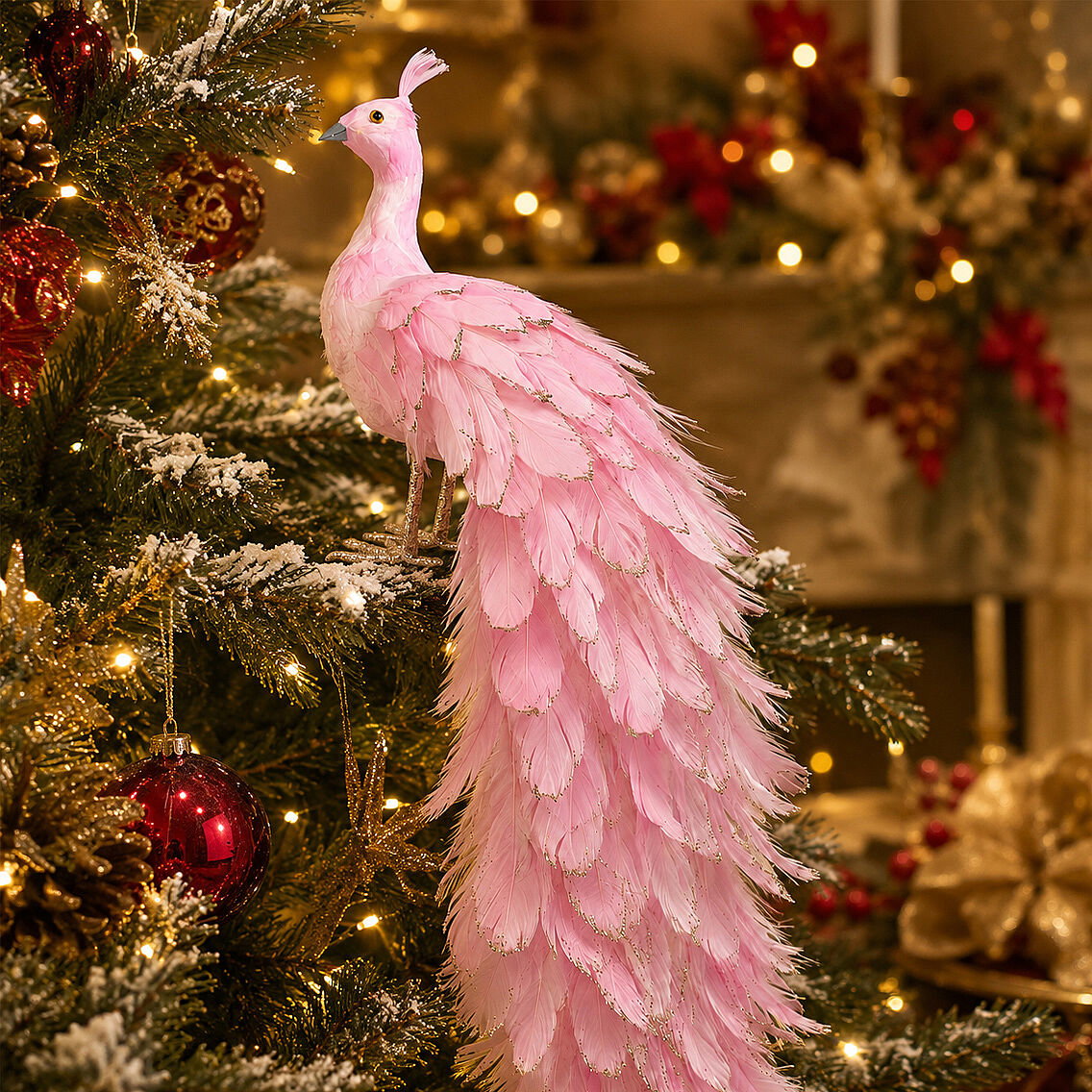 Yılbaşı Dekoru Pembe Tavus Kuşu 150 cm - 1