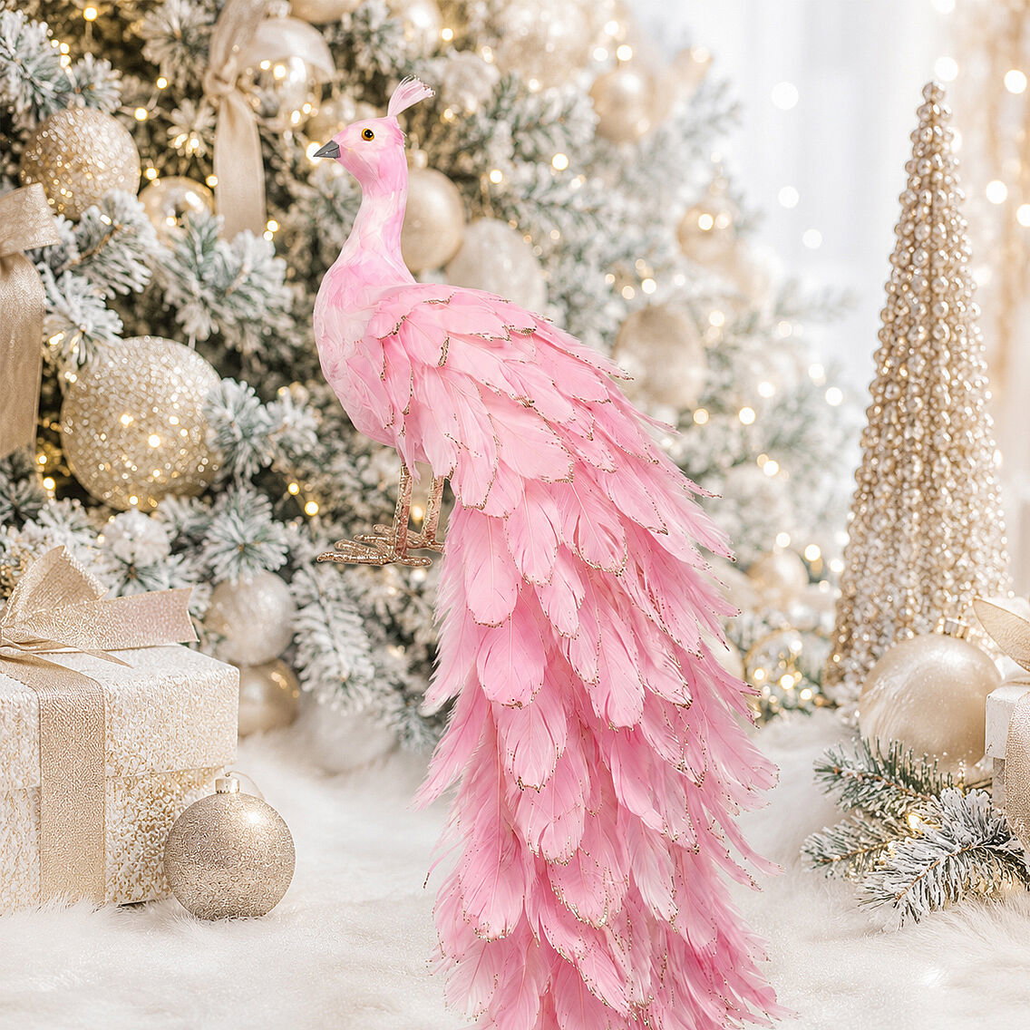 Yılbaşı Dekoru Pembe Tavus Kuşu 150 cm - 5