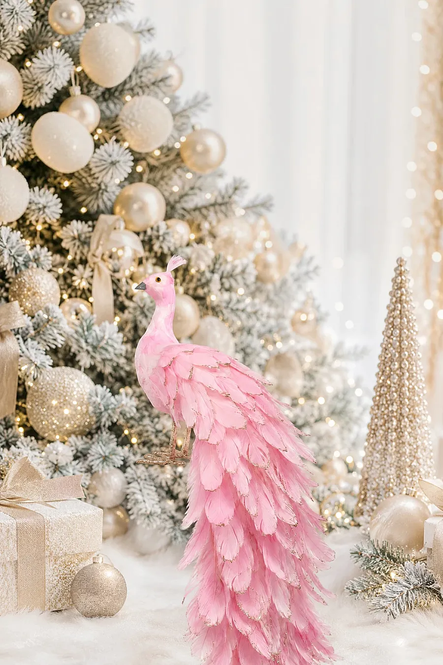 Yılbaşı Dekoru Pembe Tavus Kuşu 150 cm - 4