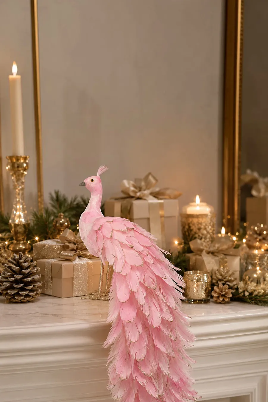 Yılbaşı Dekoru Pembe Tavus Kuşu 150 cm - 3