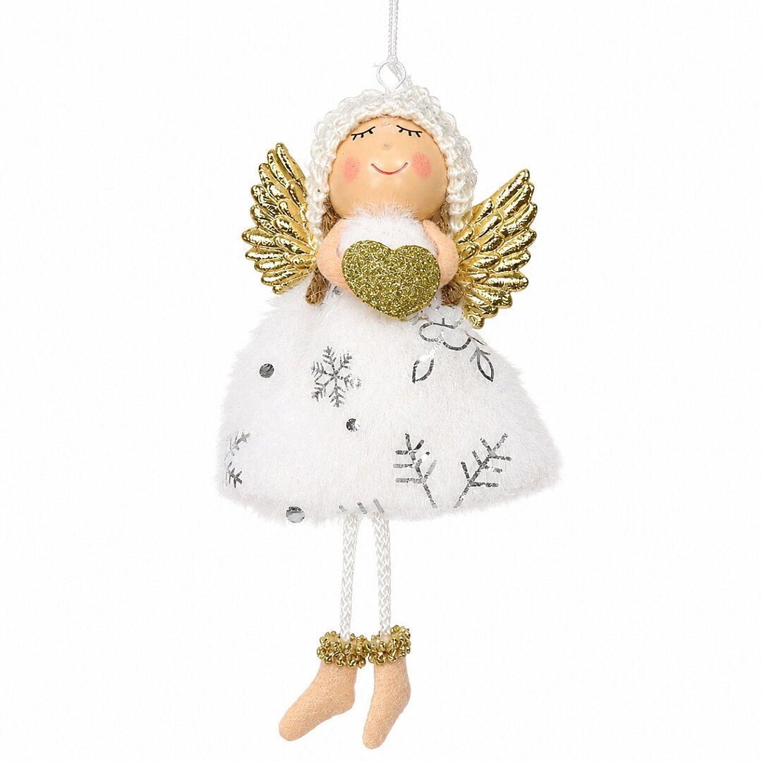 Yılbaşı Kar Meleği Gold Kalp Desenli 13 cm - 2