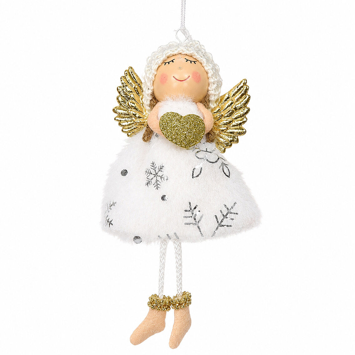 Yılbaşı Kar Meleği Gold Kalp Desenli 13 cm - 2