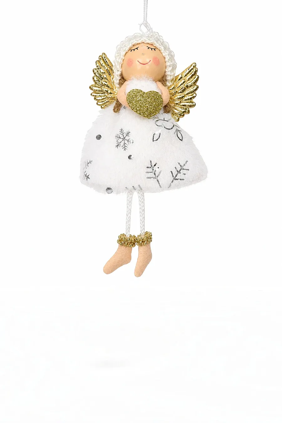 Yılbaşı Kar Meleği Gold Kalp Desenli 13 cm - 3