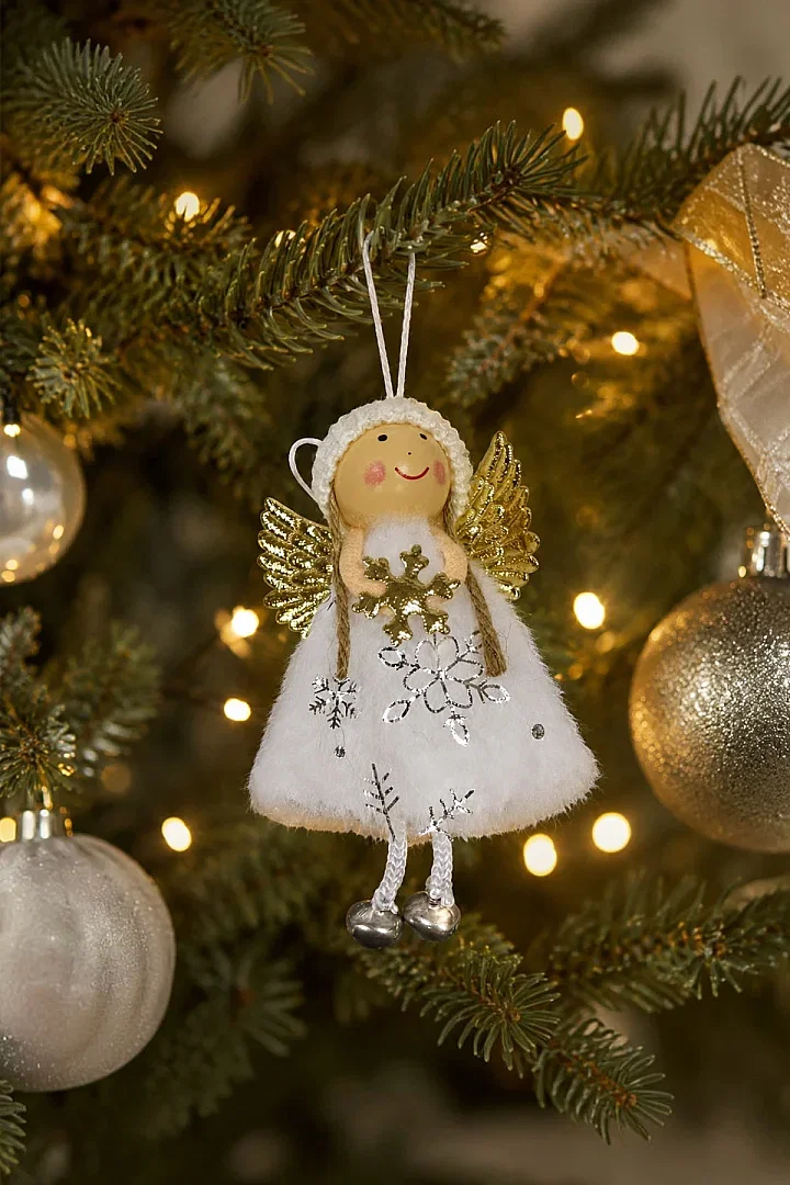 Yılbaşı Kar Meleği Gold Kar Taneli 13 cm - Beysüs