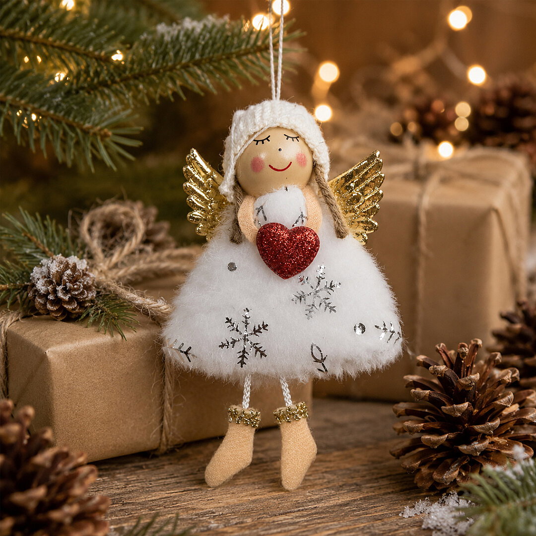 Yılbaşı Kar Meleği Kırmızı Kalp Desenli 13 cm - 4