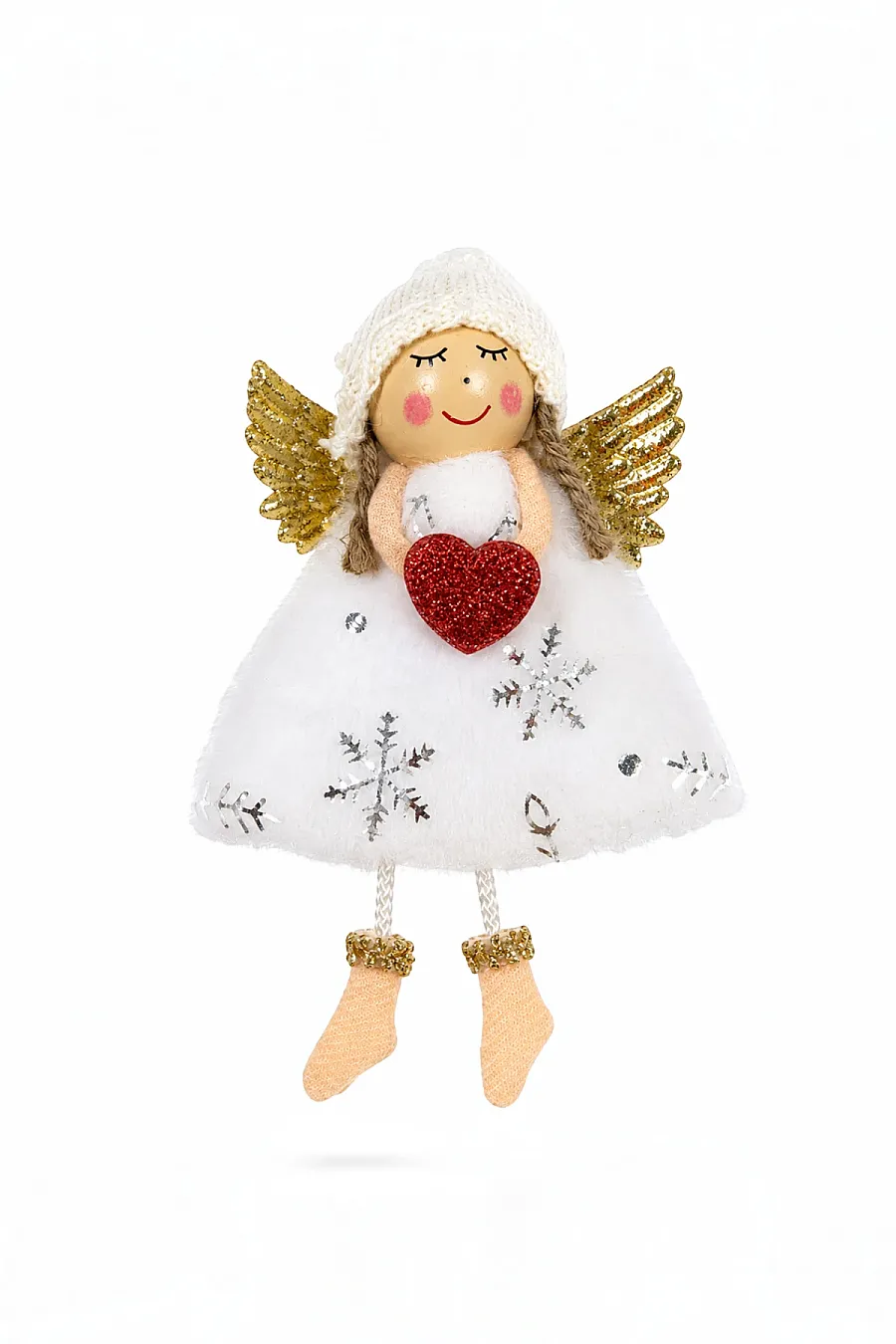 Yılbaşı Kar Meleği Kırmızı Kalp Desenli 13 cm - 2
