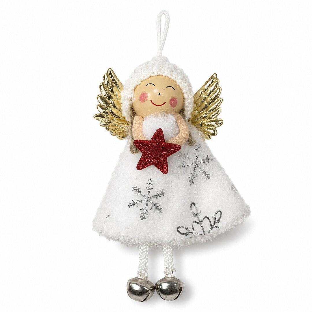 Yılbaşı Kar Meleği Kırmızı Yıldız Desenli 13 cm - 2