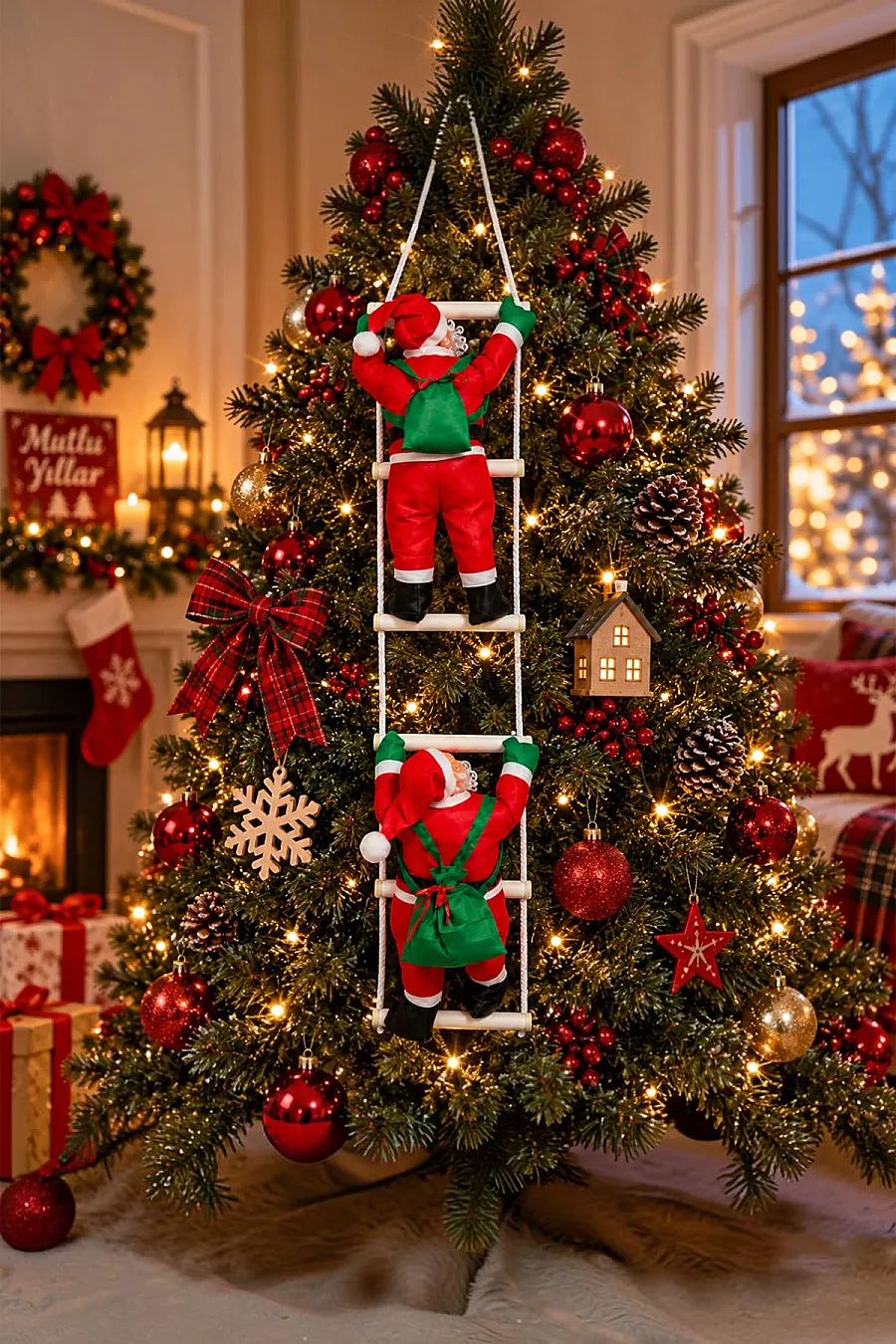 Yılbaşı Tırmanan Noel Baba 125 cm 2'li - 1