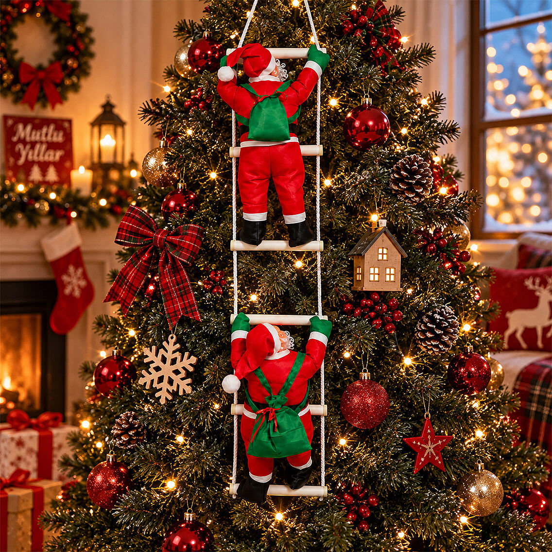 Yılbaşı Tırmanan Noel Baba 125 cm 2'li - 2