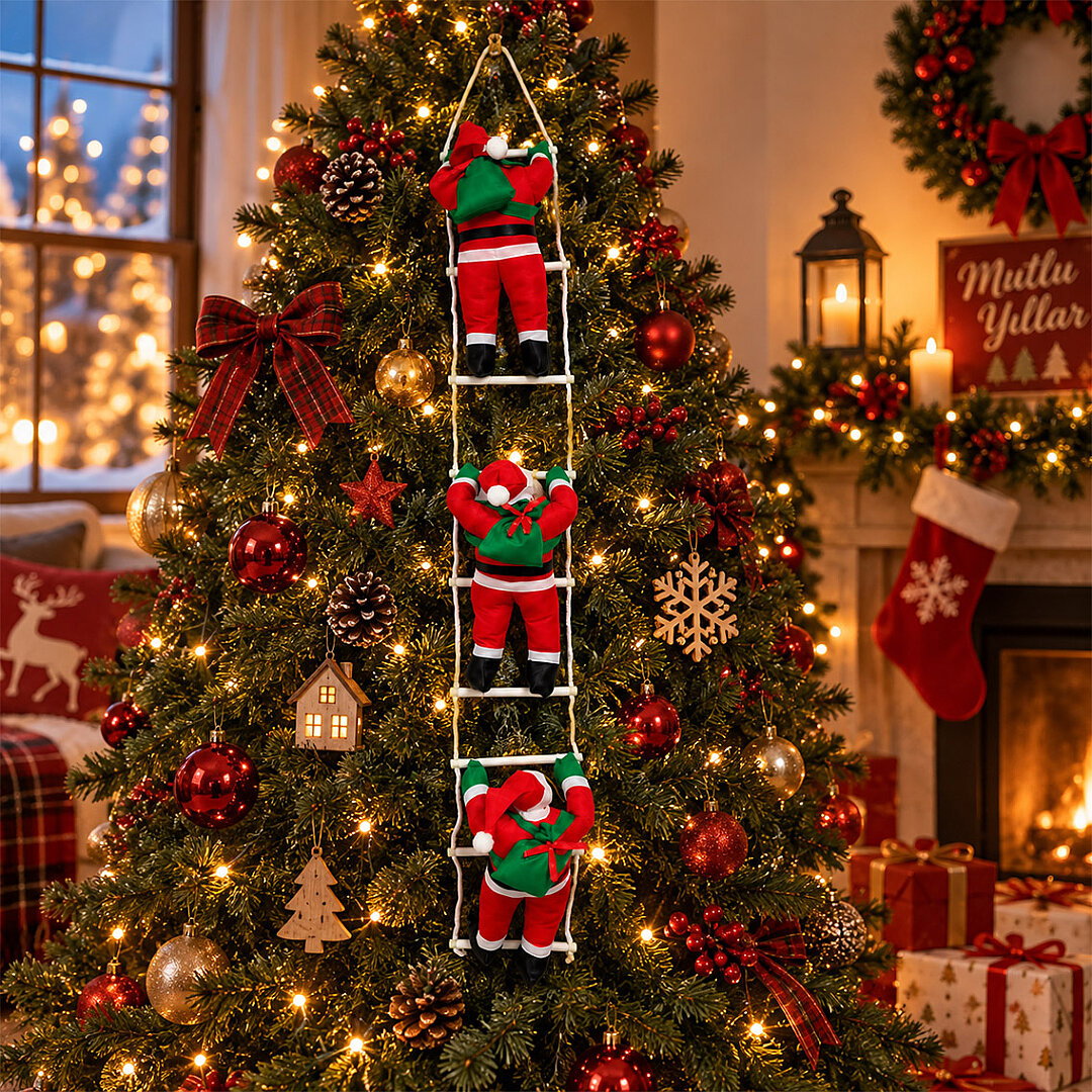 Yılbaşı Tırmanan Noel Baba 125 cm 3'lü - Beysüs