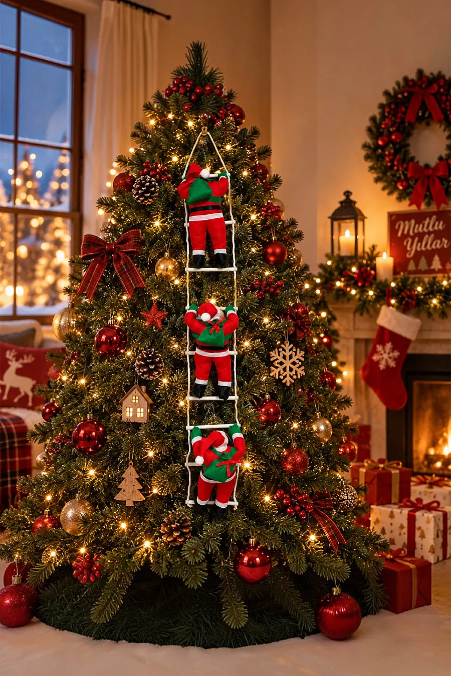 Yılbaşı Tırmanan Noel Baba 125 cm 3'lü - 1