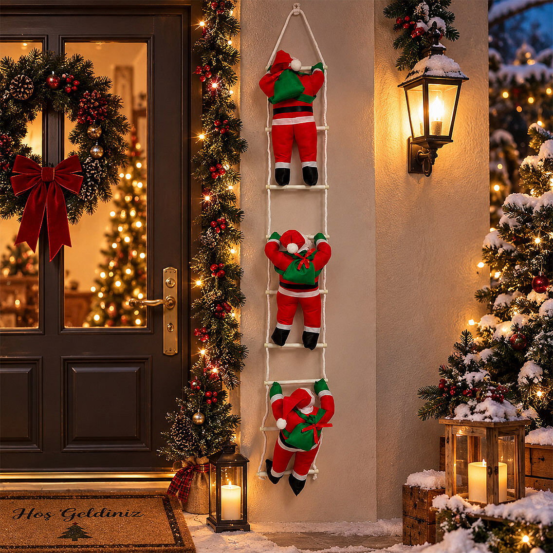 Yılbaşı Tırmanan Noel Baba 125 cm 3'lü - 4