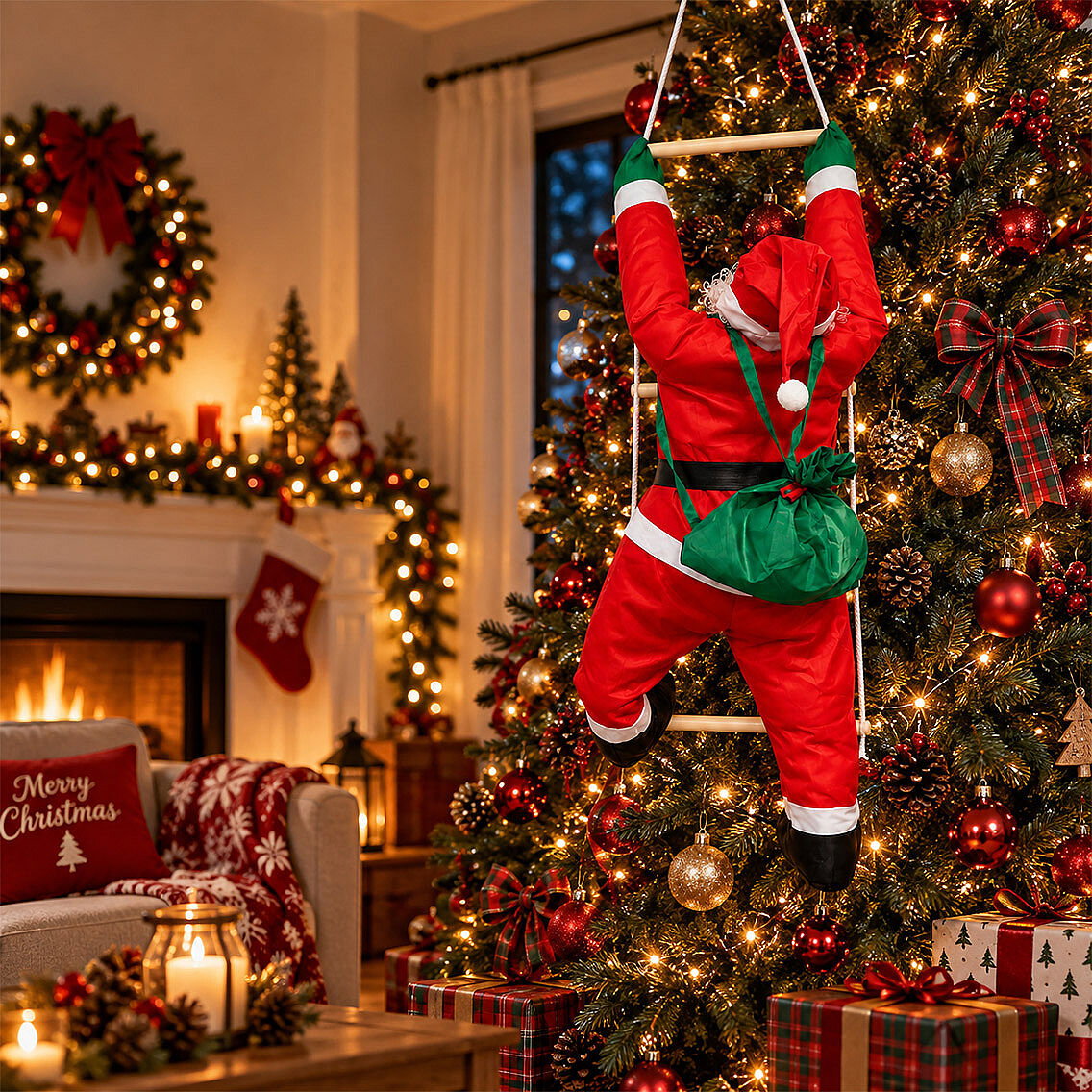 Yılbaşı Tırmanan Noel Baba 90 cm - 1