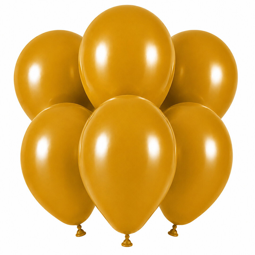 Zerdeçal Renk Lateks Retro Balon (30 cm) - 6 Adet - Beysüs