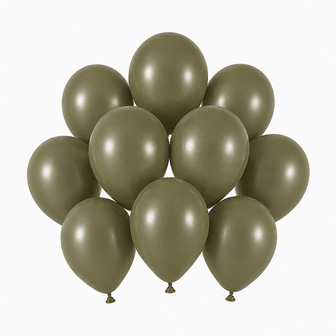 Zeytin Renk Lateks Retro Balon (13 cm) - 10 Adet - 1