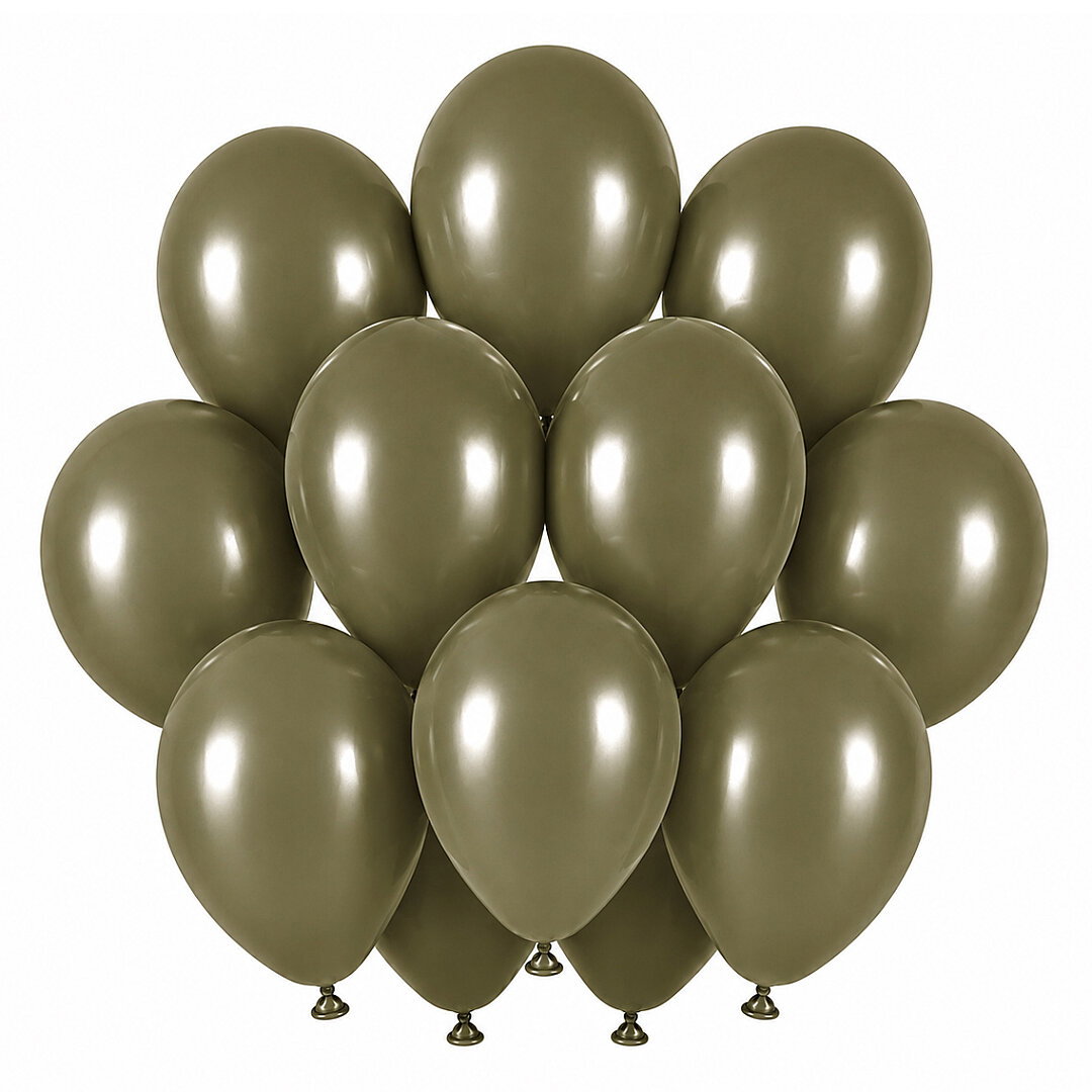 Zeytin Renk Lateks Retro Balon (30 cm) - 12 Adet - Beysüs