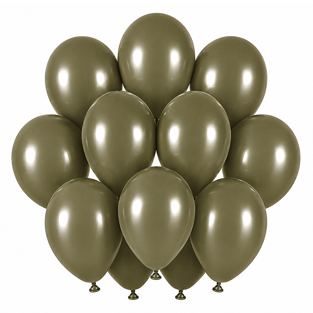 Zeytin Renk Lateks Retro Balon (30 cm) - 12 Adet - 1