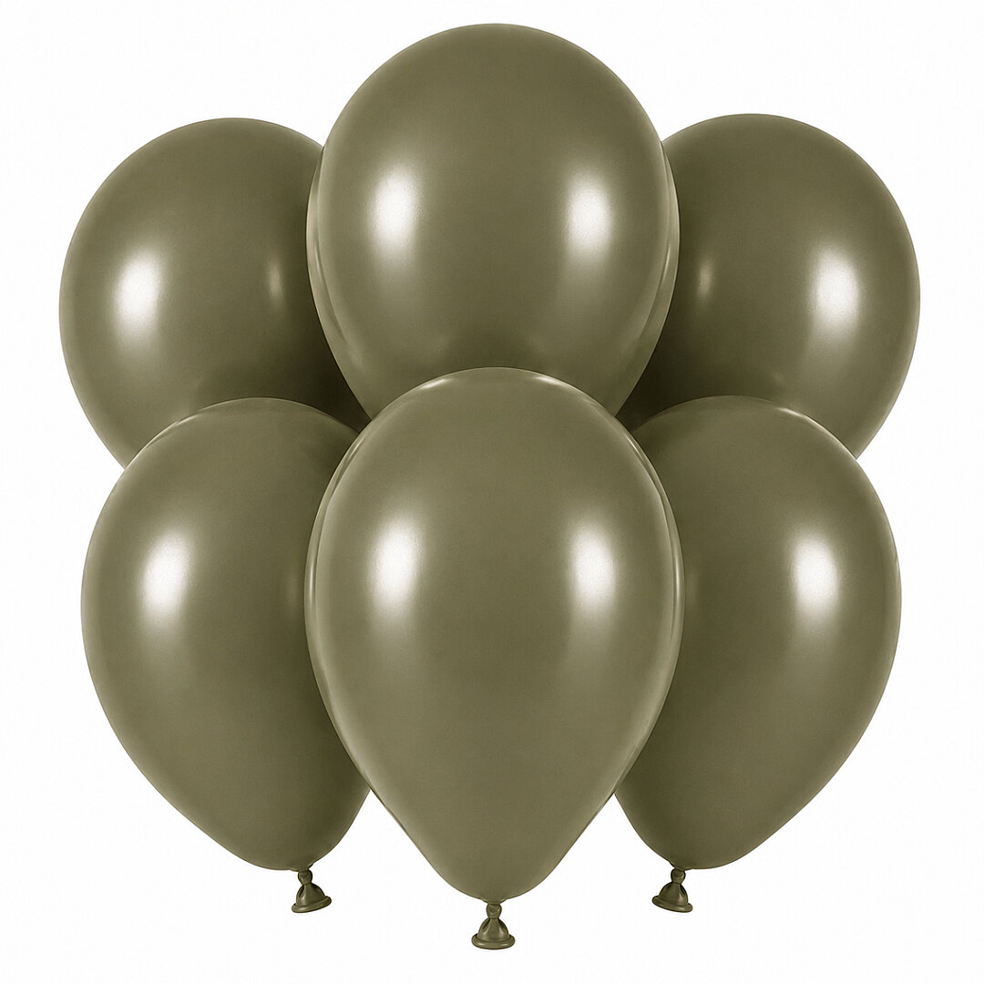 Zeytin Renk Lateks Retro Balon (30 cm) - 6 Adet - Beysüs