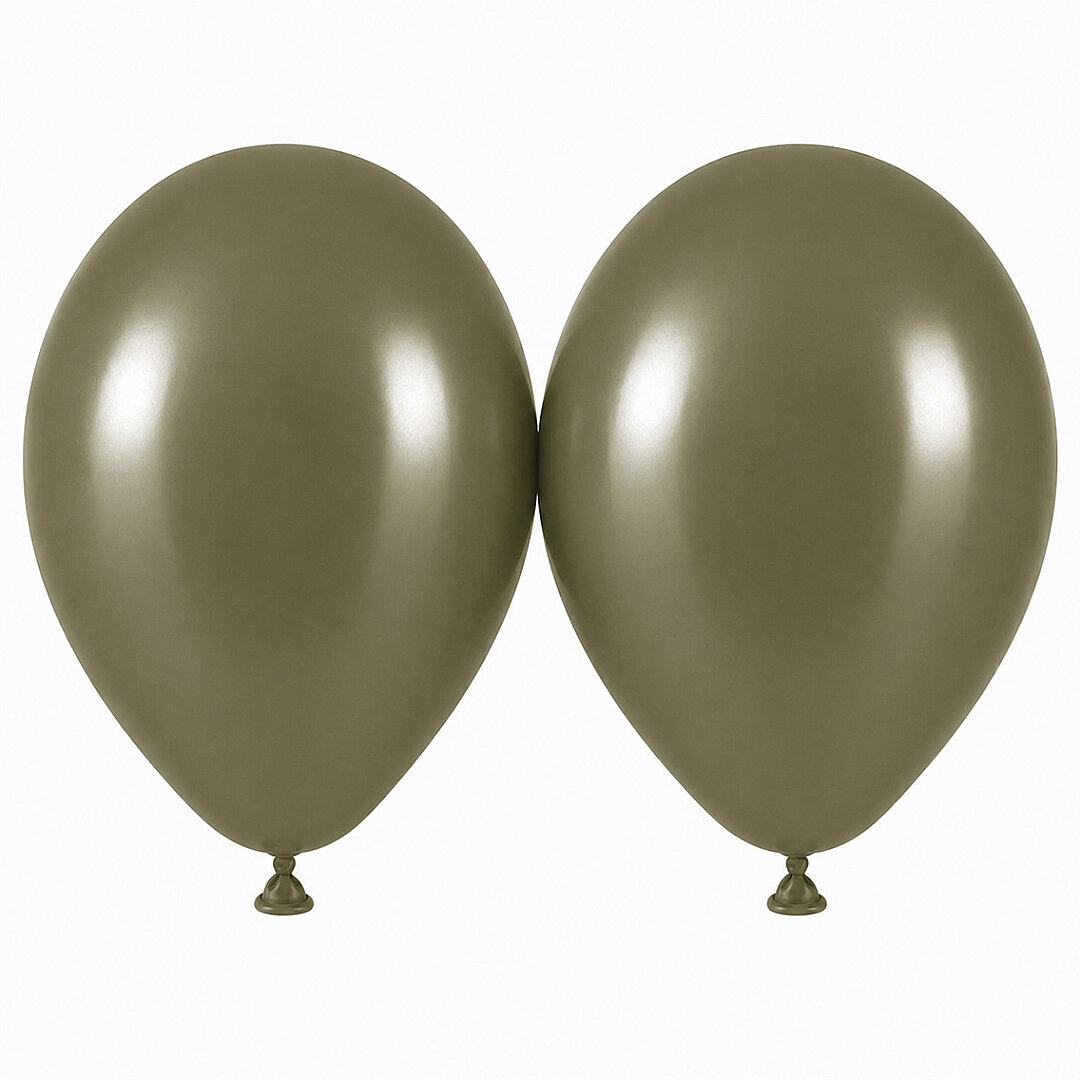 Zeytin Renk Lateks Retro Balon (50 cm) - 2 Adet - 1