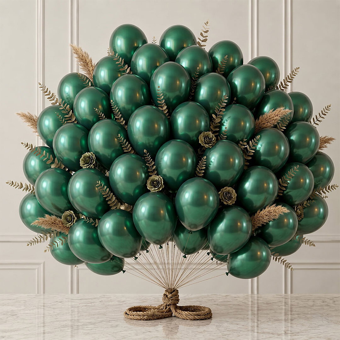 Zümrüt Yeşil Renk Lateks Metalik Balon (30 cm) - 50 Adet - Beysüs
