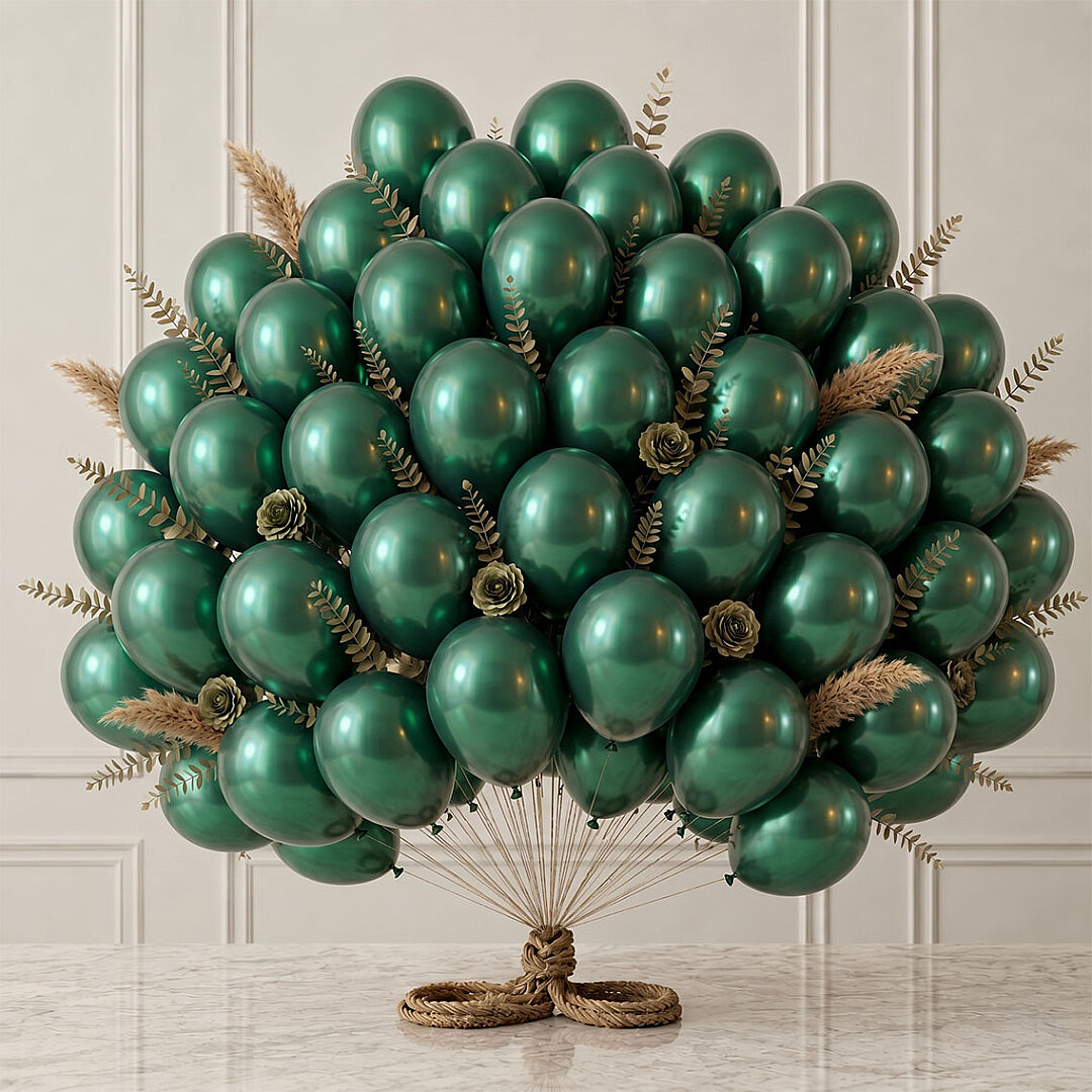 Zümrüt Yeşil Renk Lateks Metalik Balon (30 cm) - 50 Adet - 1